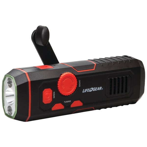 Life+Gear Stormproof USB Crank 120-Lumen Flashlight and Radio LG38-60675-RED